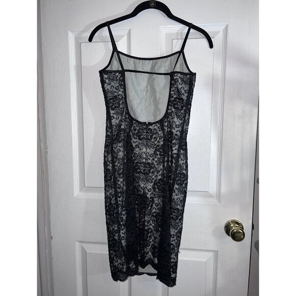 HUGO BUSCATI Collection Black Overlay Lace Satin Sleeveless Open Back - Picture 6 of 12